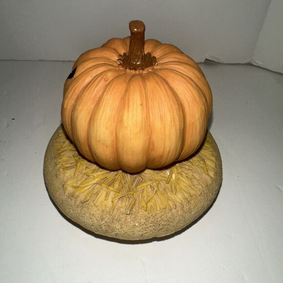 Our America Jack-O-Lantern Pumpkin Straw Halloween Fall Decor Candle Topper - Picture 4 of 6